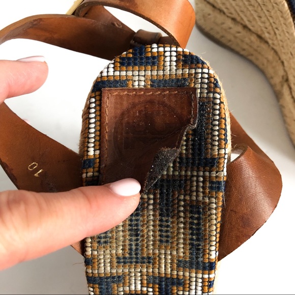 TORY BURCH Florian Brown Espadrille Wedge Sandals - Picture 7 of 8